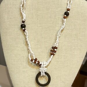 Genuine Shell & Wood Beaded Necklace
